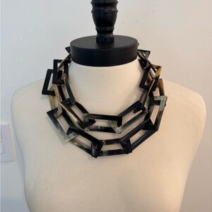 Geometric Link Necklace - Tortoise Shell 44”